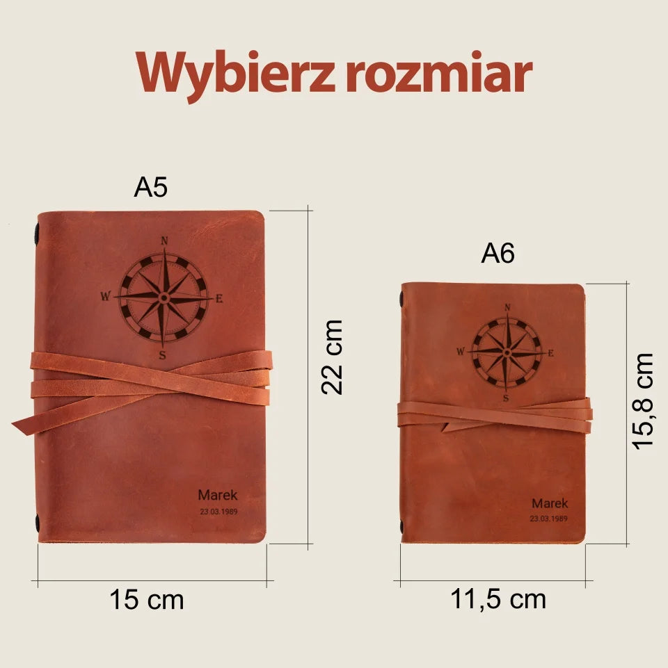 Notatnik dla podróżników (Kompas) - najlepszy prezent dla mężczyzn i kobiet