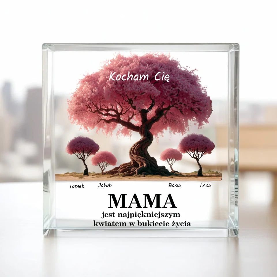 MAMA jest najpiękniejszym kwiatem w bukiecie życia - Kwadrat akrylowy, prezent dla mamy