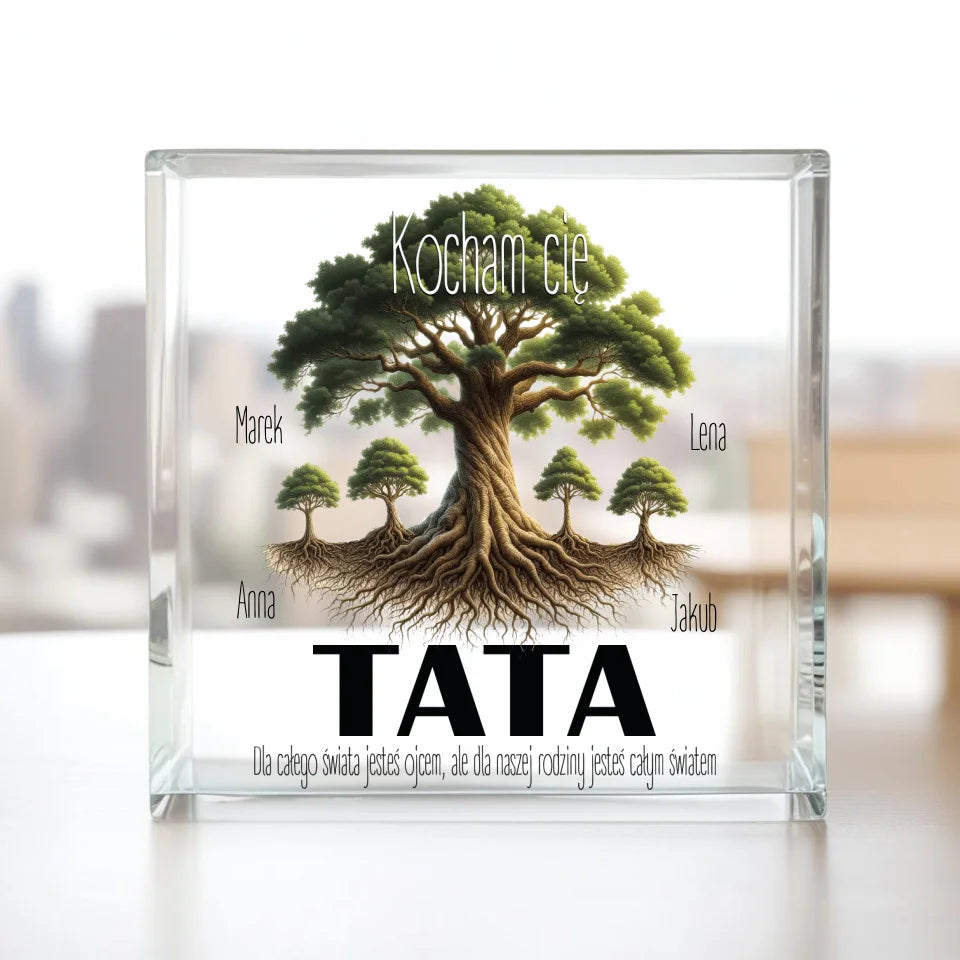 Tata Kocham cię - Kwadrat akrylowy, prezent dla taty