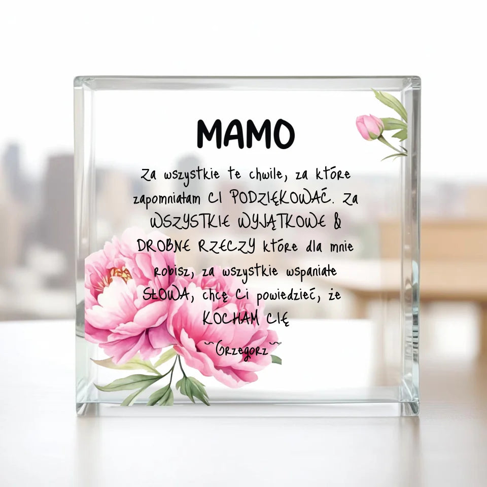 Mamo - Kwadrat akrylowy, prezent dla mamy
