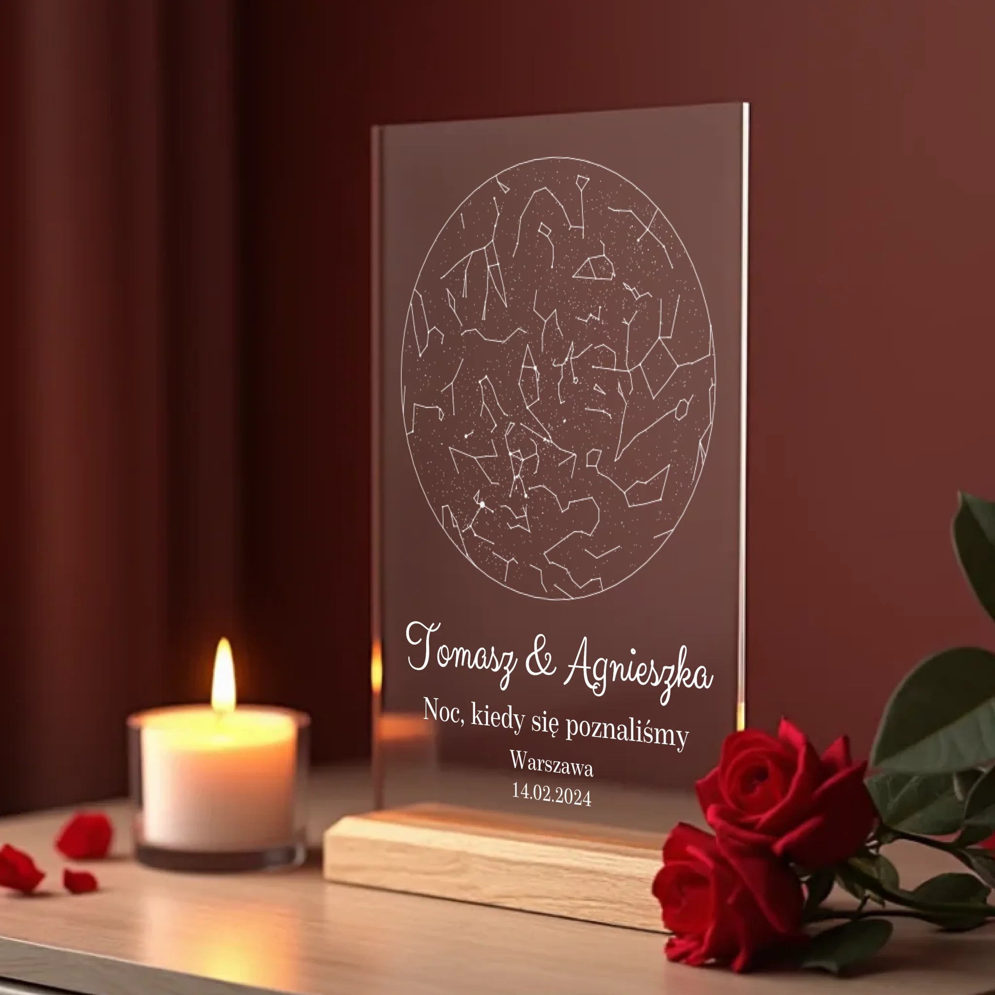 a_realistic_mockup_of_a_transparent_thin_acrylic_sign_standing_upright_on_a_polished_wooden_base_fu_7m94nwe4rfcoda6vb2np_0