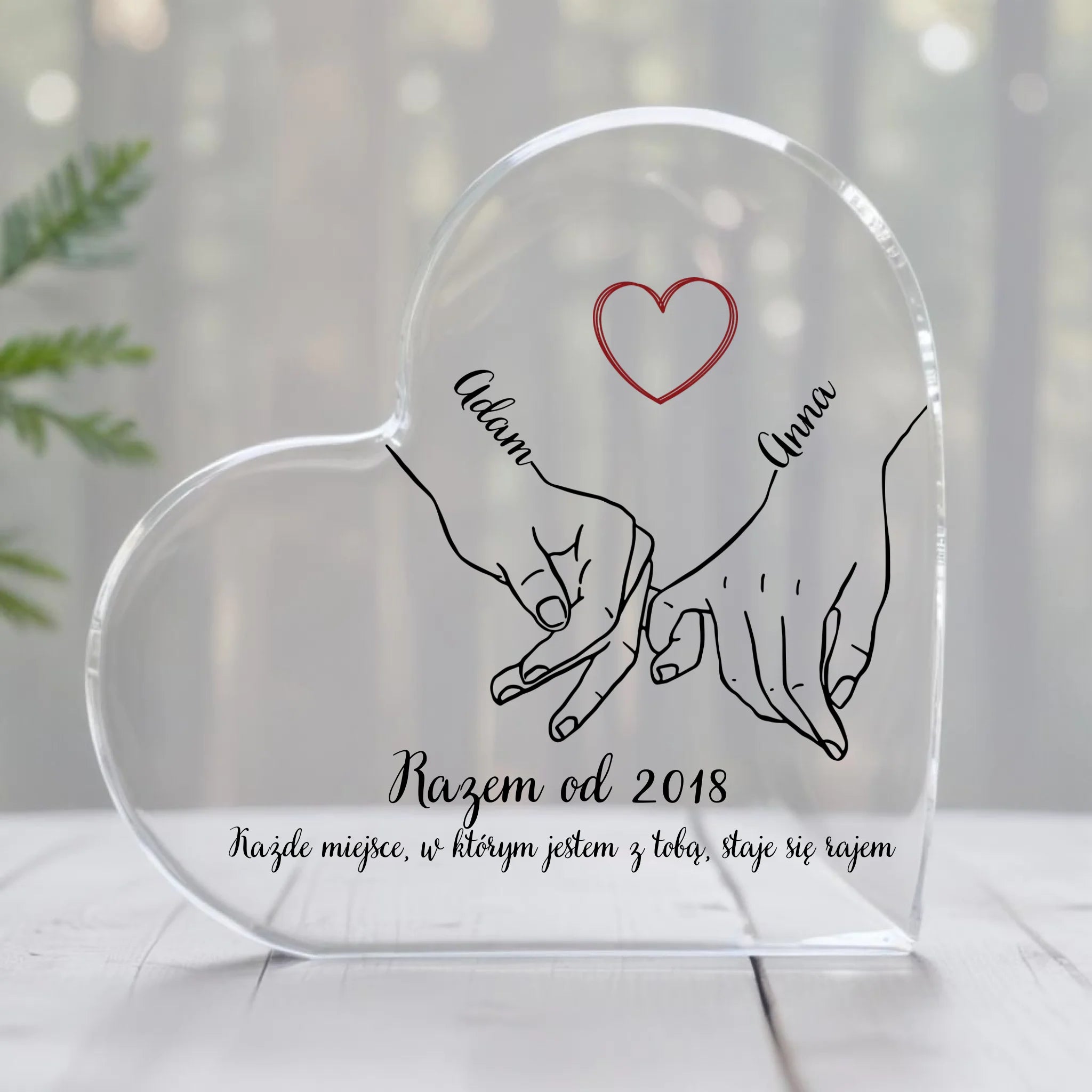 Together from - Glass heart, personalized gift for a couple