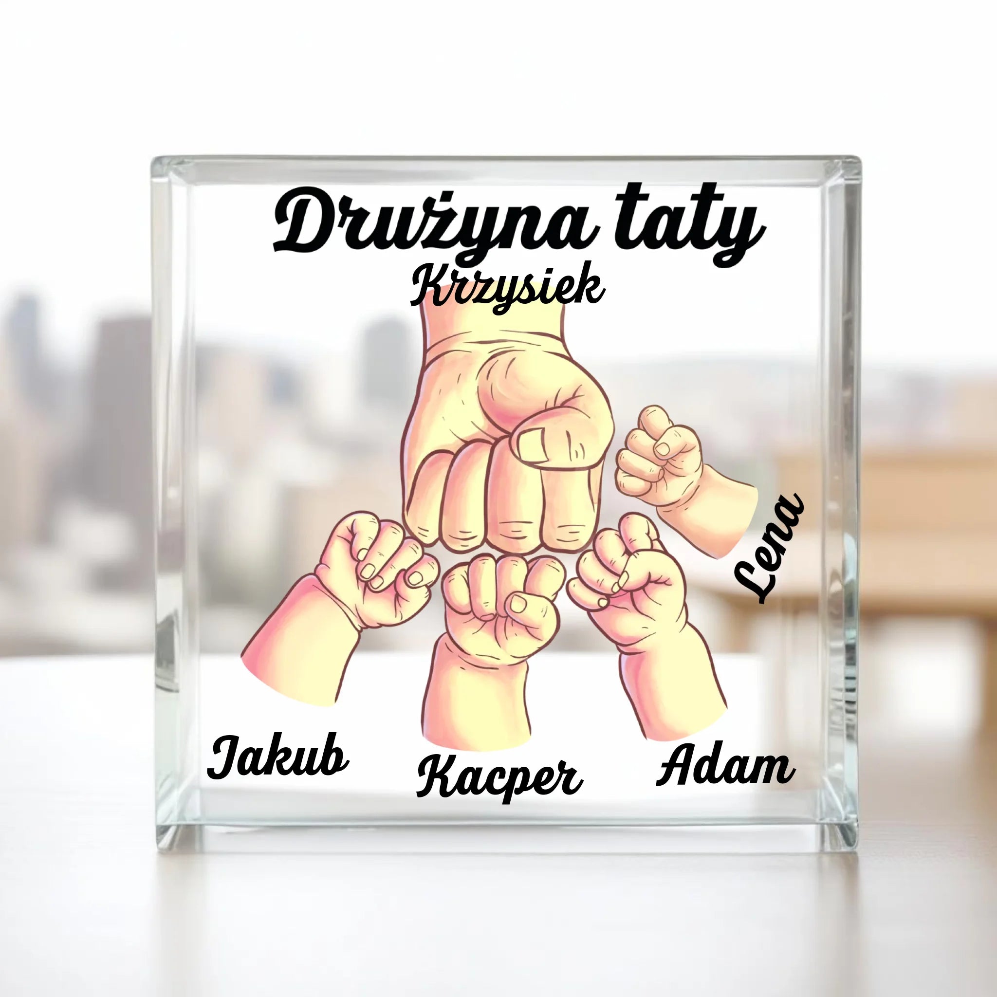 Drużyna taty - Kwadrat akrylowy, prezent dla taty