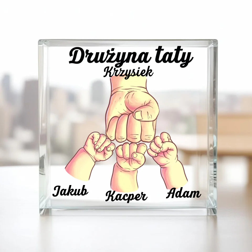 Drużyna taty - Kwadrat akrylowy, prezent dla taty