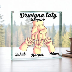 Drużyna taty - Kwadrat akrylowy, prezent dla taty
