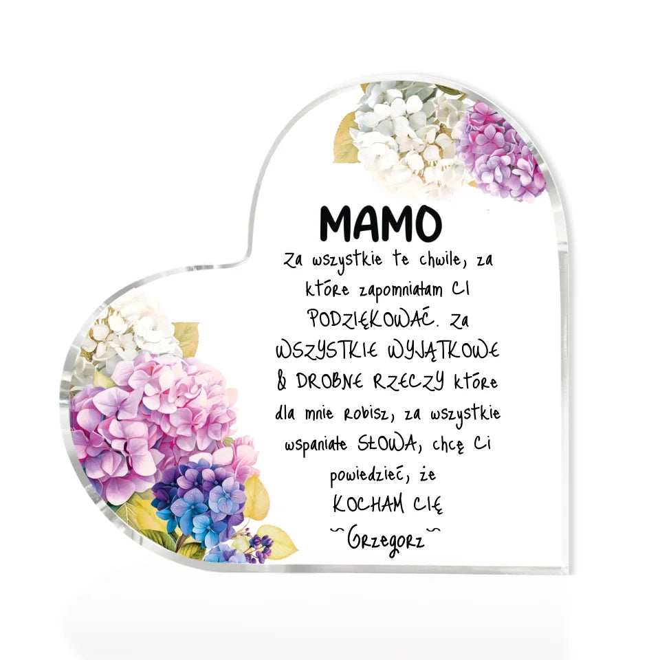Mamo #3 - Akrylowe serce, prezent dla mamy