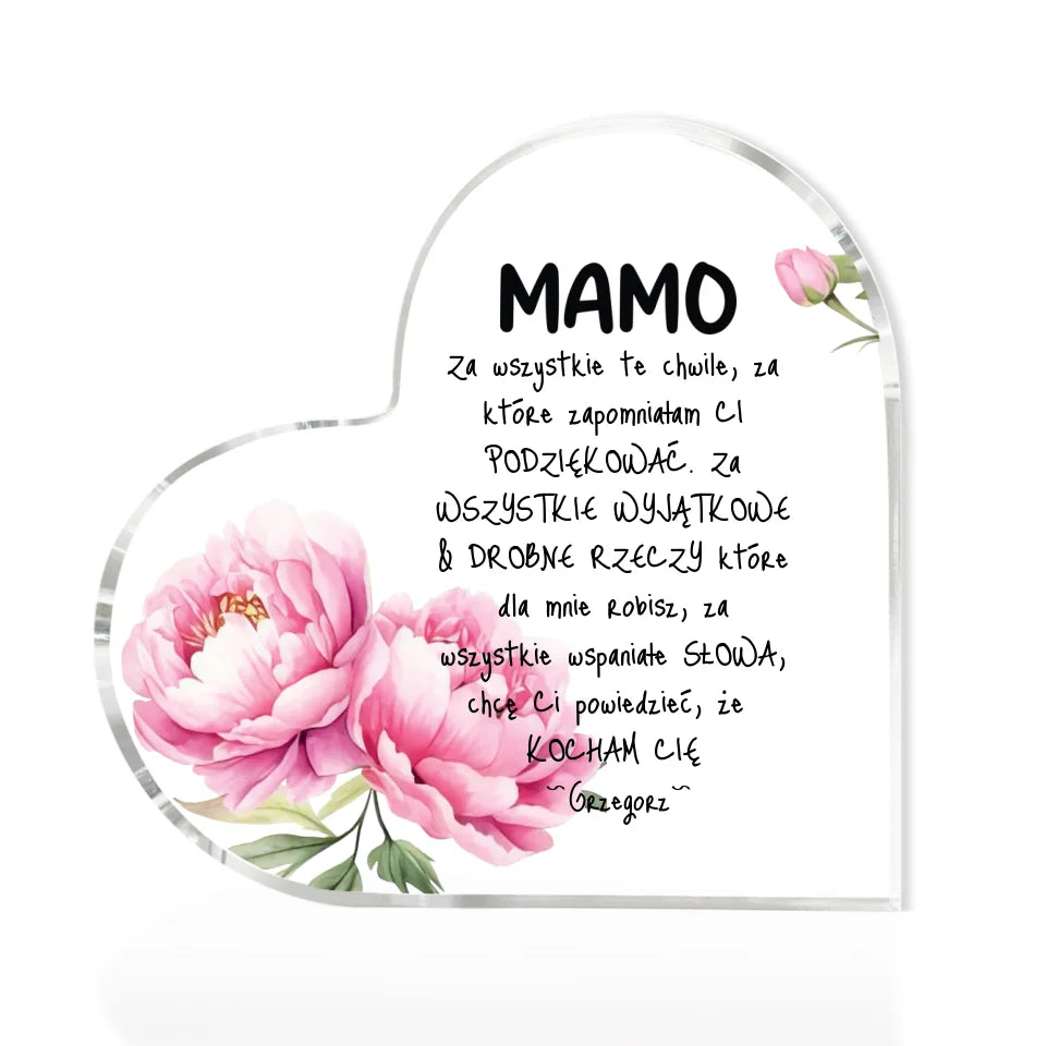 Mamo #2 - Akrylowe serce, prezent dla mamy
